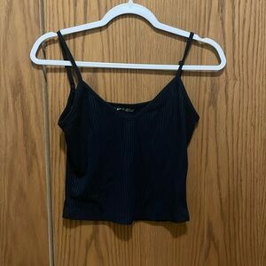 Navy Ribbed Crop Top
